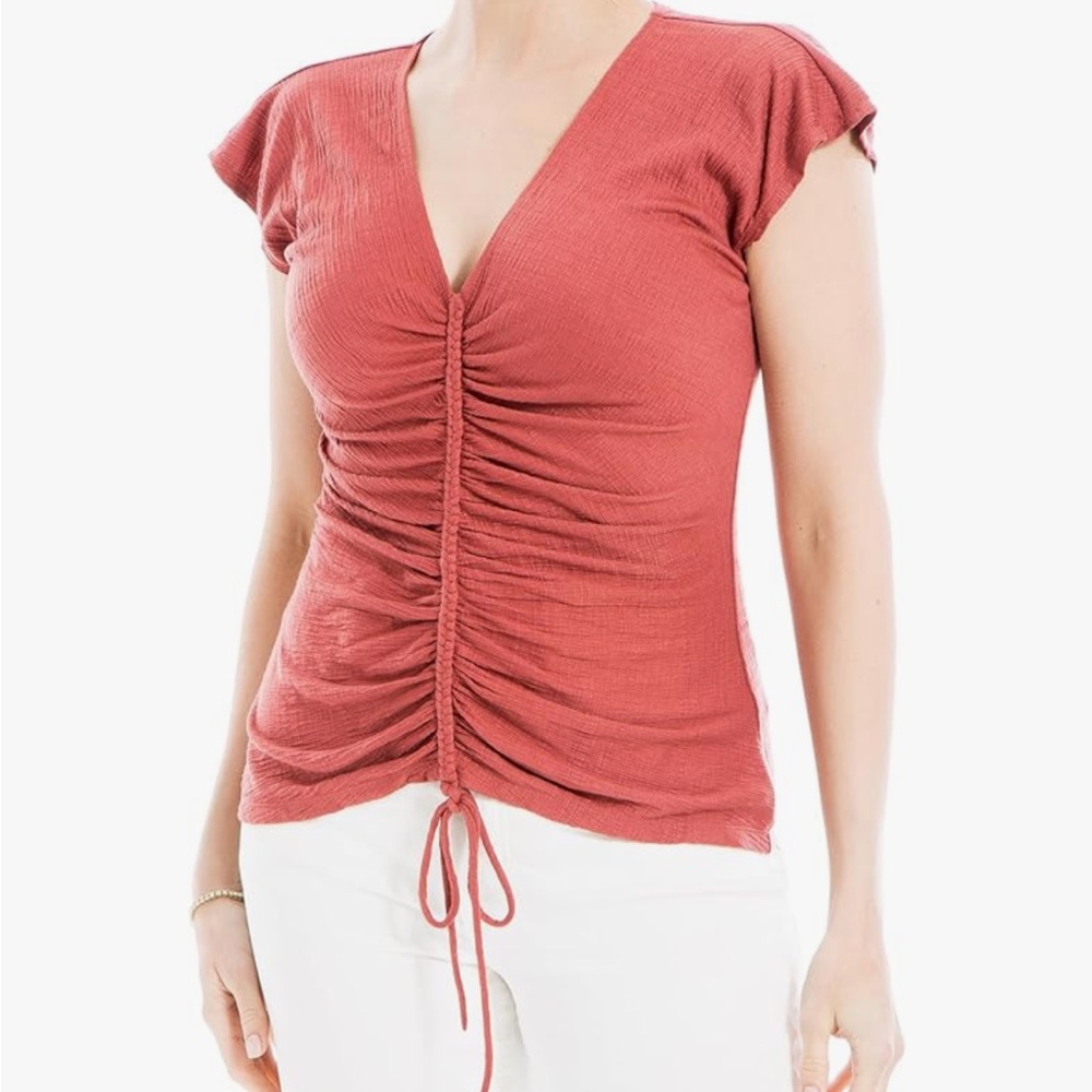 Max Studio Women's Center Cinched Short Sleeve Top